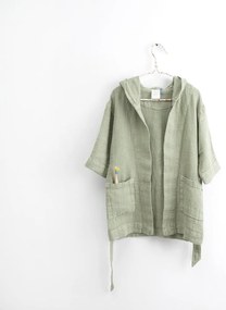 Nature zöld len gyerek fürdőköpeny, méret: 122 - 128 - Linen Tales