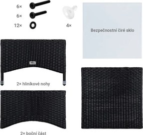 STILISTA Kerti asztal polyrattan 50 x 50 cm krém