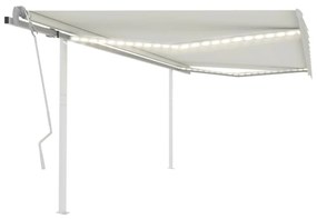 krémszínű kézzel kihúzható LED-es napellenző 4x3 m