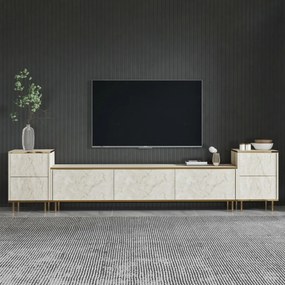 TV-szekrény szekrényekkel Imej Travertine and Gold