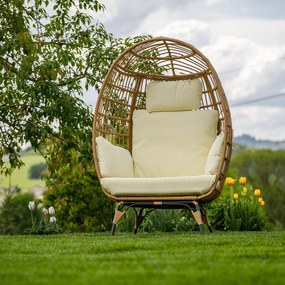 Rattan fotel, természetes/fekete/bézs, KARMEN