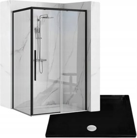 Zuhanykabin Zuhanytálcával 80x100 Fekete Kihúzható Rea Solar Black