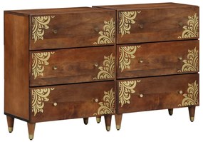 oldalszekrény 2 db mézbarna 60x33.5x75 cm szilárd durfa mangó