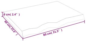sötétbarna kezelt tömör tölgyfa fali polc 80x60x(2-6) cm