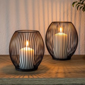 Drótból készült gyertyatartók, 2 db-os készlet