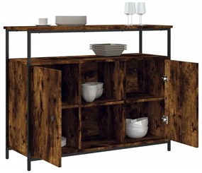 füstös tölgy színű szerelt fa tálalószekrény 100 x 35 x 80 cm