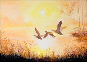 Kép - Daruk naplementekor (70x50 cm)