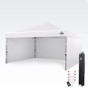 Alumínium promó sátor 4x4 m ALU PREMIUM – 3 oldalfal, HEX 45 mm - plusz 3 oldalfal - Fehér