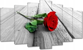 Vászonkép 140x80 Vörös rózsa a deszkákon