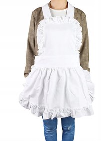 Fehér pamut női szobalány kötény