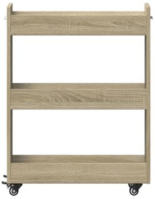sonoma tölgy színű szerelt fa szekrény kerekekkel 60x22x79 cm