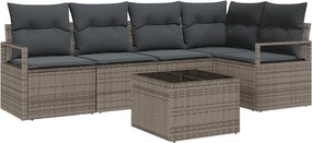 vidaXL Kanapé Szett 6 pcs Szürke polirattan