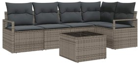 vidaXL Kanapé Szett 6 pcs Szürke polirattan