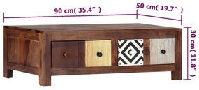 Tömör kelet-indiai rózsafa dohányzóasztal 90 x 50 x 30 cm