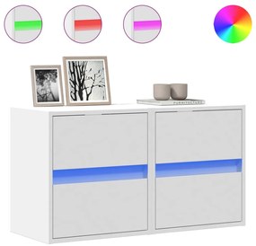 2 db fehér falra szerelhető TV-szekrény LED-del 41 x 31 x 45 cm