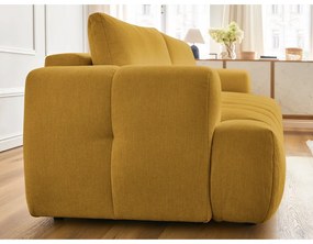 Mustársárga kinyitható-tárolóhelyes kanapé 251 cm Fuji – Bobochic Paris