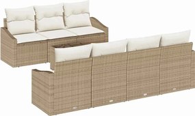 vidaXL Kanapé Szett párnával párnával 8 pcs Beige és krém polirattan