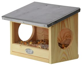 Dupla bejáratú mókus etető, cink tetővel, 25 cm