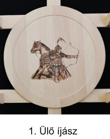 Íjtartó (4 íj + vesszőtartó) ülő íjász