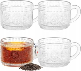 Nagy csésze szett 450ml-es teáspohár kávéfüllel 4 db-os