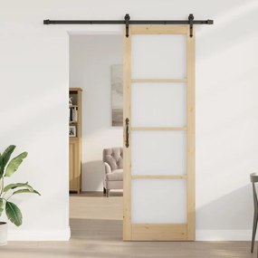 Egyszerű Csúszó Ajtó Barna 78 x 232 cm Fa és fém