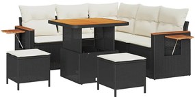 vidaXL Kerti Kanapé Szett párnával 8 pcs Fekete és Krém