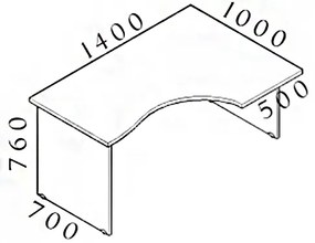 Visio ergonomikus asztal 140 x 100 cm, jobb, cseresznye