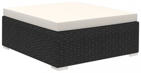 6-részes fekete polyrattan kerti bútorszett párnákkal