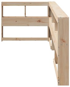 Könyvespolc fejtámla L-alakú 75 cm tömörfa fenyőfa