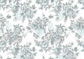 Fotótapéta Rózsák a geometriában szürke-zöld-fehér ékezetek vinil 254x184 +ragasztó