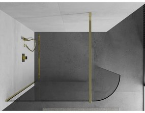 Mexen Kioto, lekerekített zuhanyparaván 160 x 200 cm, 8 mm átlátszó üveg, arany profil, 800-160-101-50-06