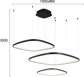 Dimmelhető LED kábeles csillár LORENZO LED/70W/230V 3000/4000/6000K fekete + távirányító