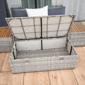 Kerti rattan szett, szürke/természetes/krémszínű, DEBRA