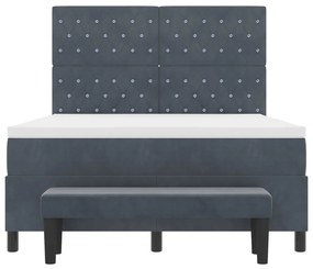 Box Spring Ágy Matraccal és Pad Sötét Szürke 160x200 cm Bársony