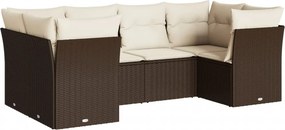 vidaXL 6 részes barna polyrattan kerti ülőgarnitúra párnával