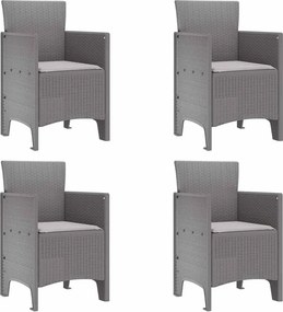 vidaXL Kerti Szék 4 pcs Világosszürke 53 x 49 x 85 cm Polipropilén