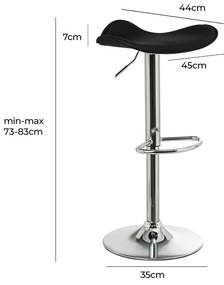 Fekete kárpitozott állítható magasságú bárszék szett 2 db-os (ülésmagasság 73 cm) – Casa Selección