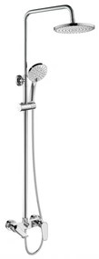 Invena Dokos, fali kádcsaptelep zuhanygarnitúrával esőfejes zuhanyzóval O20 cm, króm, INV-AU-19-B01-V