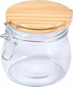 Befőttesüveg bambusz fedéllel 0,45 l légmentesen záródó
