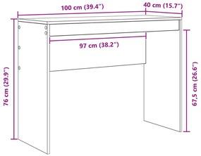 vidaXL Íróasztal Sonoma tölgy Mérnökileg kezelt fa 100 x 40 x 76 cm