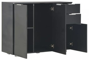 fekete magasfényű tálalószekrény 107x35x80,5 cm