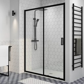 Elche || Black 140 toló zuhanyajtó, 190cm, 6mm, NANO