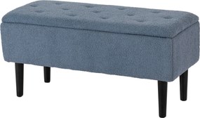 HOMCOM Tároló Pad, Ágy Pad, Kárpitozott Pad Felnyitható Fedéllel, Velúr Hatás, Ládával, Nappaliba, Hálószobába, Kék, 95 x 38 x 45 cm | Aosom