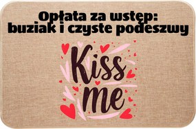 lenvászon Lábtörlő az ajtó előtt Belépődíj: puszi és tiszta talp