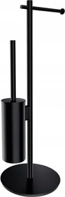 Papír- És Wc-kefetartó Állvány Fekete Rozsdamentes Acél Omnires