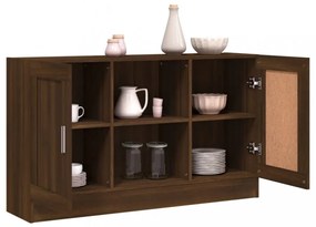 kézműves tölgy színű szerelt fa tálalószekrény 120x30,5x70 cm