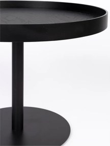 Fekete kerek dohányzóasztal tölgyfa dekoros asztallappal ø 56 cm Yuri M – White Label