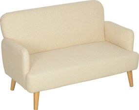 HOMCOM 2 Személyes Kanapé, Kicsi Dívány, Bársonyos Megjelenéssel, Fa Lábakkal, Vastag Kárpitozott Kanapé Karfával, Nappalihoz és Hálószobához, 130 x 7