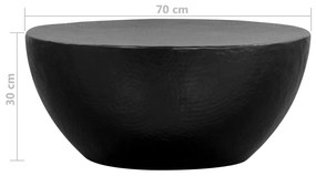 fekete kalapált alumínium dohányzóasztal 70 x 30 cm