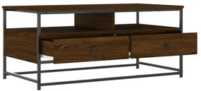 Barna tölgyszínű szerelt fa dohányzóasztal 100 x 51 x 45 cm